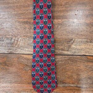 Tommy Hilfiger Vintage Red Tennis Medallion and Three Lions Tie